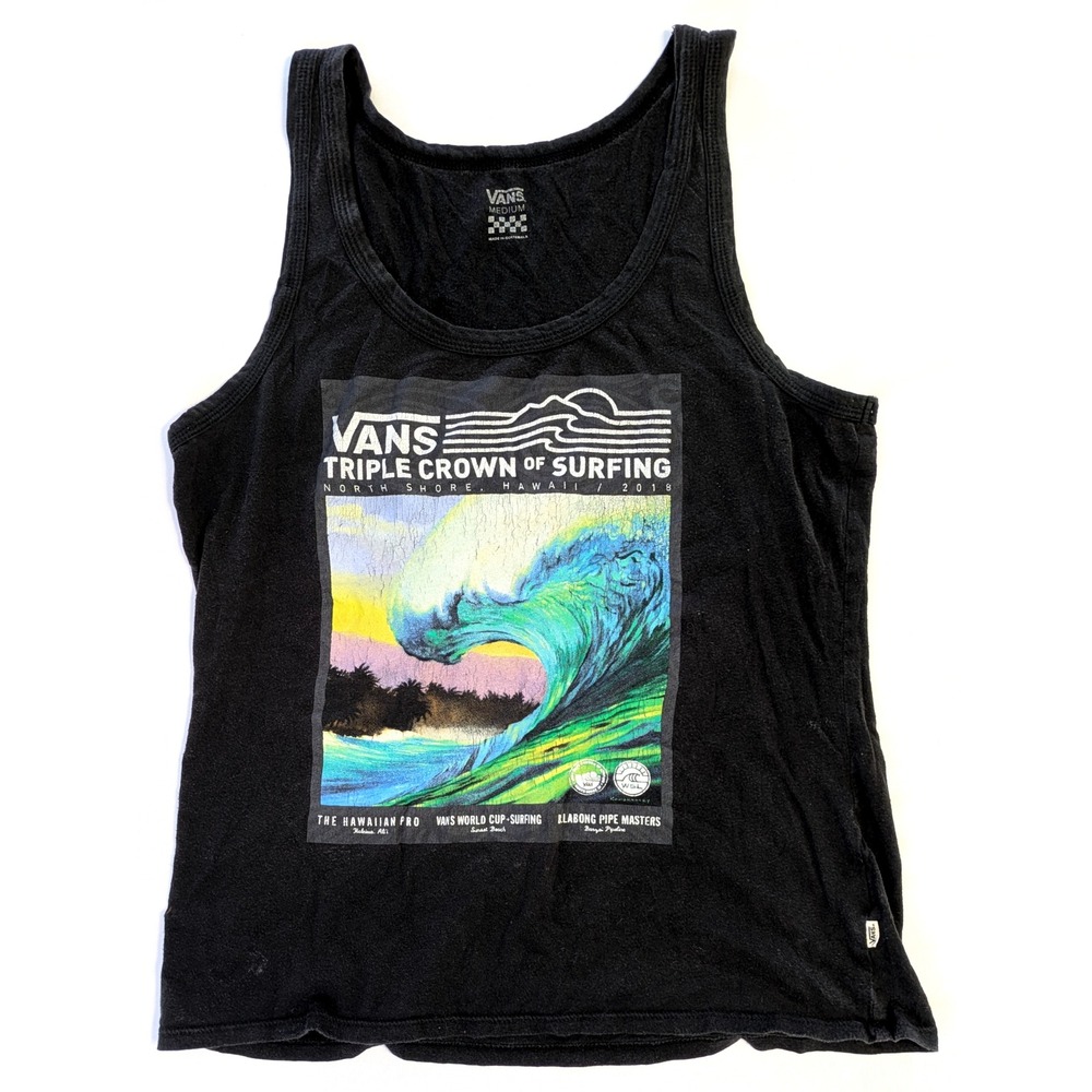 Vans Triple Crown of Surfing 2018 Hawaii Graphic Tank Top Mens Medium Black